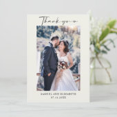 Simple Weddenschap Photo Script-kalligrafie Bedankkaart (Staand voorkant)