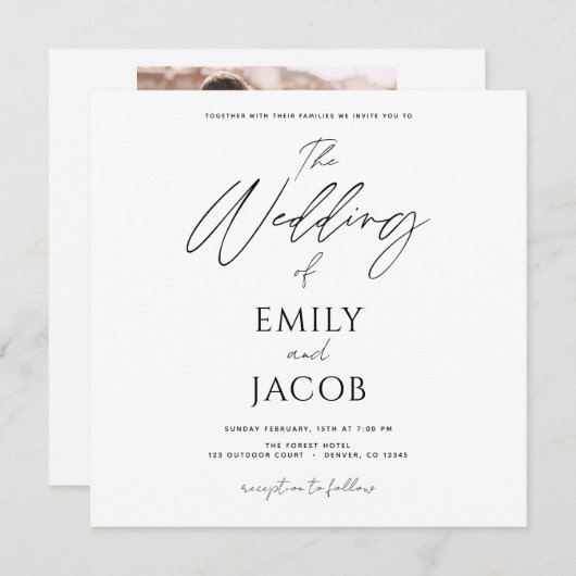 Simple Weddenschap Photo Script Typography Kaart (Voorkant / Achterkant)