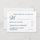 Simple Weddenschap RSVP Calligraphy Dusty Blue Kaartje (Achterkant)