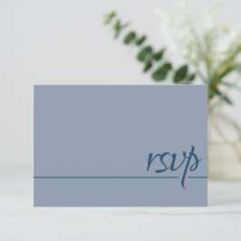 Simple Weddenschap RSVP Calligraphy Dusty Blue Kaartje