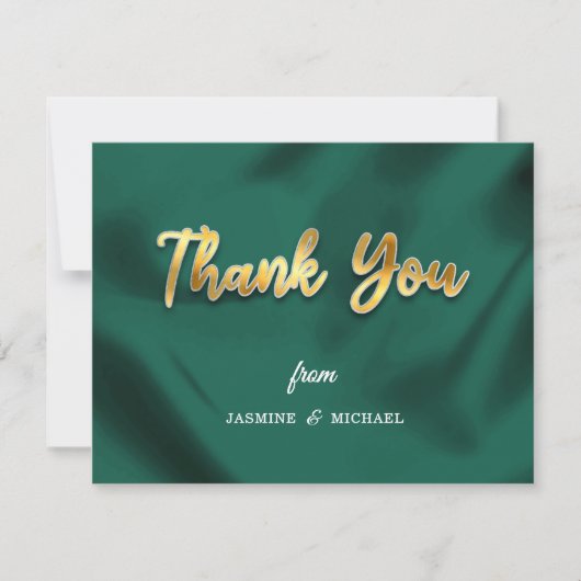 Simple Wedding Emerald Green & Gold Script Classic Bedankkaart (Voorkant)