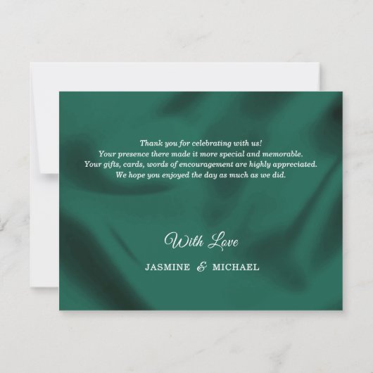 Simple Wedding Emerald Green & Gold Script Classic Bedankkaart (Achterkant)