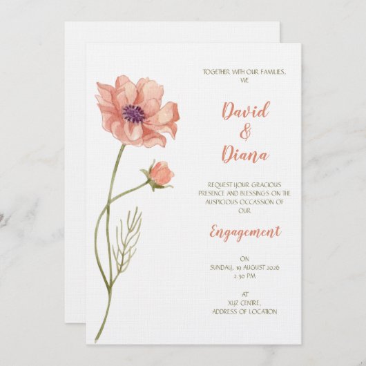 Simple Wedding invitation Kaart (Voorkant / Achterkant)