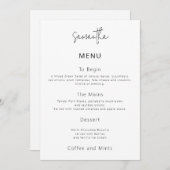 Simple Wedding Menu Card with Guest Name Kaart (Voorkant / Achterkant)