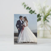 Simple Wedding Photo Add Your Greeting Thank You Briefkaart (Staand voorkant)