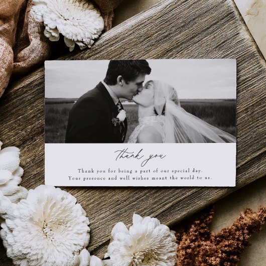 Simple Wedding Photo Thank you Flat Card Save The Date