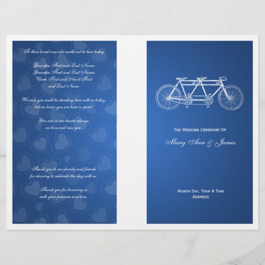 Simple Wedding Program Tandem Bike Blue (Voorkant)