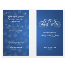 Simple Wedding Program Tandem Bike Blue