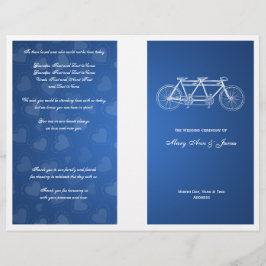 Simple Wedding Program Tandem Bike Blue
