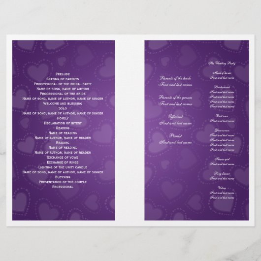 Simple Wedding Program Tandem Bike Paars (Achterkant)