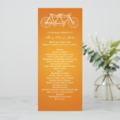Simple Wedding Program Tandem Bike Sinaasappel Programmakaart (Staand voorkant)