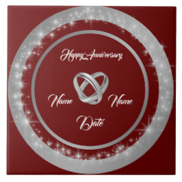 Simple Wedding Rings Customize Silver Anniversary Tegeltje