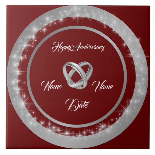 Simple Wedding Rings Customize Silver Anniversary Tegeltje (Voorkant)