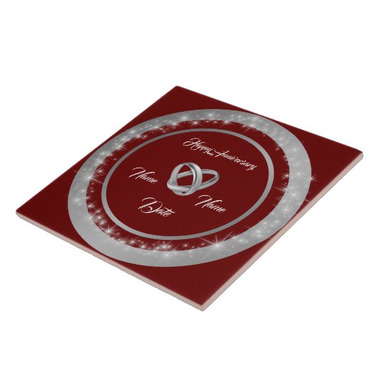 Simple Wedding Rings Customize Silver Anniversary Tegeltje (Zijkant)
