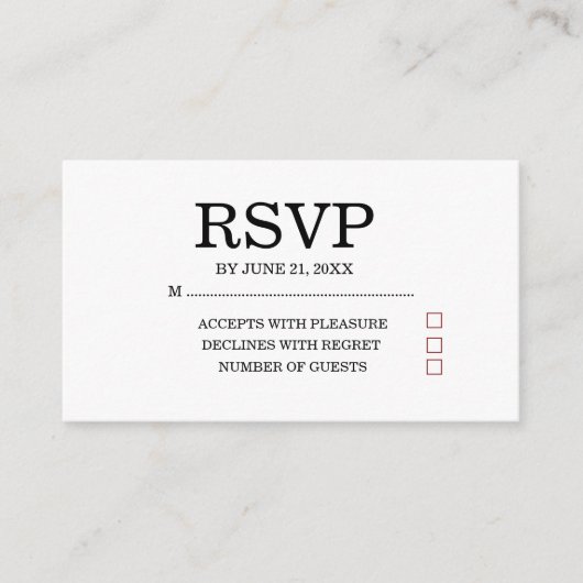 Simple Wedding RSVP Enclosure Card Informatiekaartje (Voorkant)