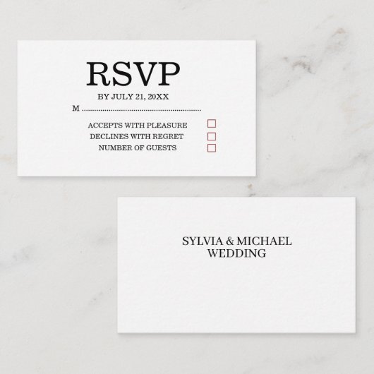 Simple Wedding RSVP Enclosure Card Informatiekaartje (Voorkant / Achterkant)