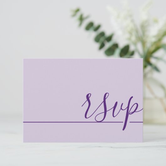 Simple Wedding RSVP Paars Lila (Staand voorkant)