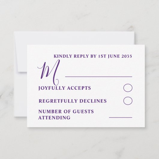 Simple Wedding RSVP Paars Lila (Achterkant)