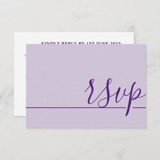 Simple Wedding RSVP Paars Lila (Voorkant / Achterkant)
