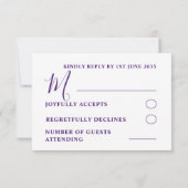 Simple Wedding RSVP Paars Lila Kaartje (Achterkant)