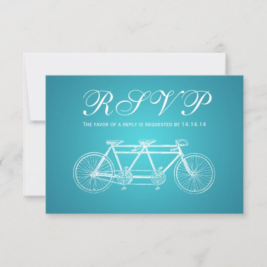 Simple Wedding RSVP Tandem Bike Turquoise (Voorkant)