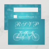 Simple Wedding RSVP Tandem Bike Turquoise Kaartje (Voorkant / Achterkant)