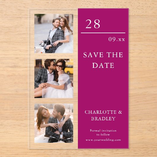 Simple Wedding Save The Date Photo Picture Acryl Uitnodigingen (Voorkant)