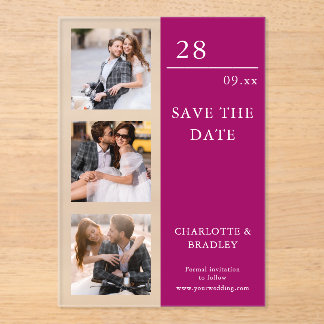 Simple Wedding Save The Date Photo Picture Acryl Uitnodigingen