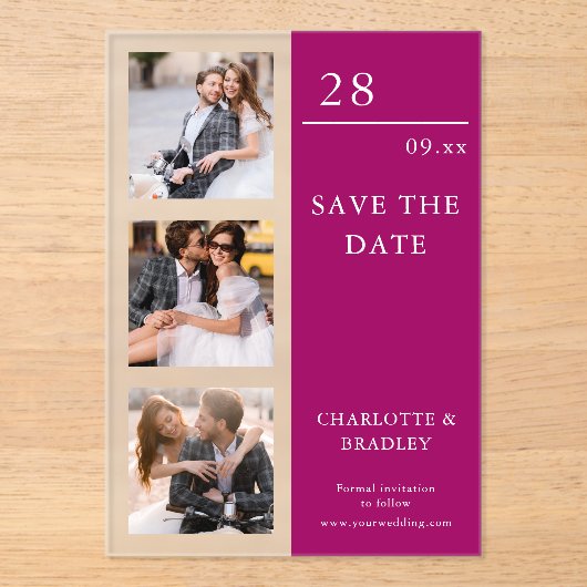 Simple Wedding Save The Date Photo Picture Acryl Uitnodigingen (Voorkant)