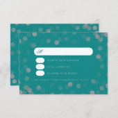 Simple Wedding Silver Confetti RSVP Blauwgroen (Voorkant / Achterkant)