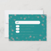 Simple Wedding Silver Confetti RSVP Blauwgroen Kaartje (Voorkant)