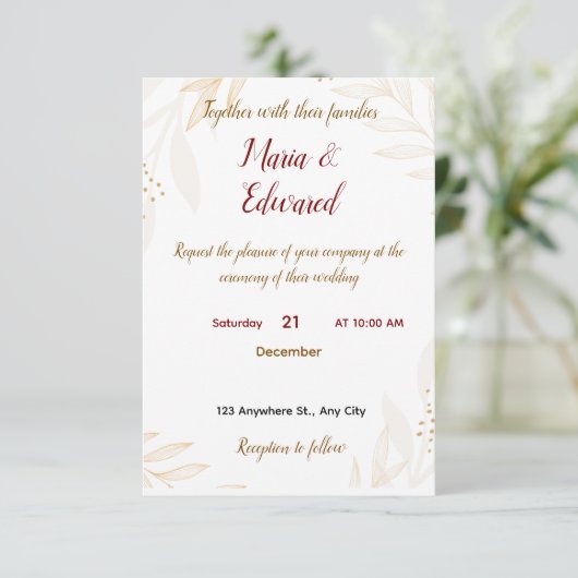 Simple Weeding Invitation Bedankkaart (Staand voorkant)