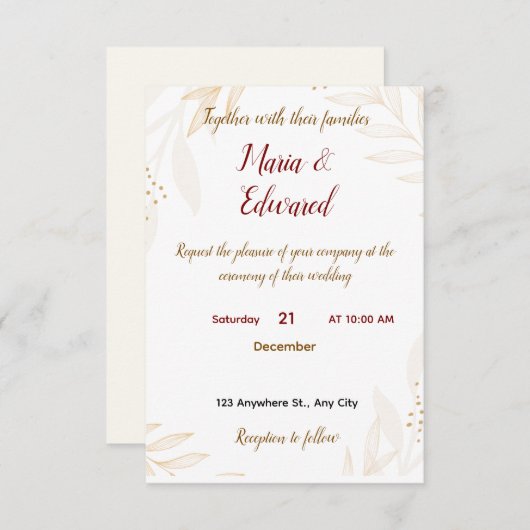 Simple Weeding Invitation Bedankkaart (Voorkant / Achterkant)
