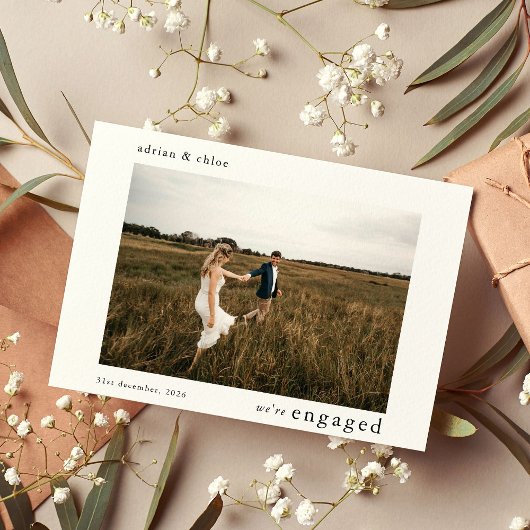 Simple We're Engaged Photo Engagement Party Aankondiging