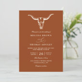 Simple Western Bohemian Cow Skull QR Code Wedding  Kaart (Staand voorkant)
