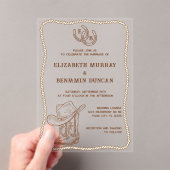 Simple Western Horseshoe Monogram Barn Wedding Acryl Uitnodigingen (Insitu (Draagbaar))