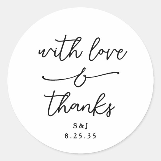 Simple Whimsical Love and Thanks Handwritten Ronde Sticker (Voorkant)
