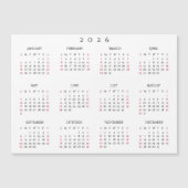 Simple White 2026 Yearly Full Year Calendar Magnet (Voorkant)