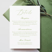 Simple White and Green Wedding Details Informatiekaartje