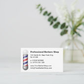 Simple White Barbers Pole Barbershop Business Card Visitekaartje (Staand voorkant)