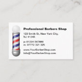 Simple White Barbers Pole Barbershop Business Card Visitekaartje (Voorkant)