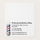 Simple White Barbers Pole Barbershop Business Card Visitekaartje (Buitenkant ongevouwen)