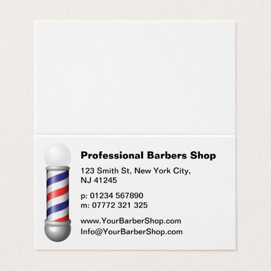 Simple White Barbers Pole Barbershop Business Card Visitekaartje (Buitenkant ongevouwen)
