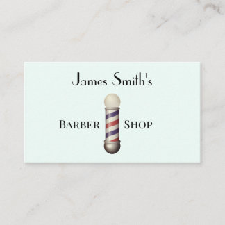 Simple White Barbers Pole Barbershop Business Card Visitekaartje