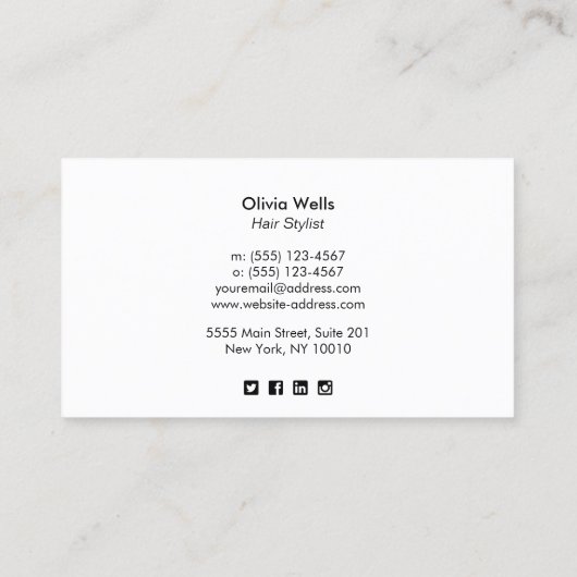 Simple White Beauty Salon-fotokaart toevoegen Visitekaartje (Achterkant)