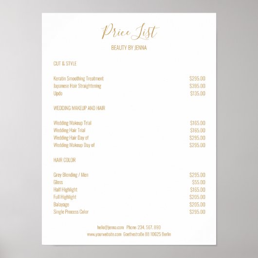 Simple White Beige Preishear Poster (Voorkant)