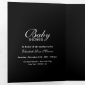Simple White & Black Baby shower Suite Drieluik Uitnodiging (Binnenzijde eerst)