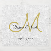 Simple White Black Gold Elegant WeduwMonogram Likeurfles Etiket (Enkel label)