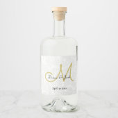 Simple White Black Gold Elegant WeduwMonogram Likeurfles Etiket (Voorkant)