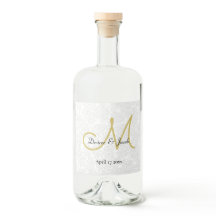 Simple White Black Gold Elegant WeduwMonogram